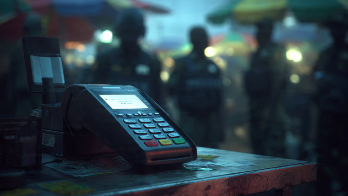 Illustration, AI-generated. The case raised concerns about the use of POS machines in alleged extortion at checkpoints.