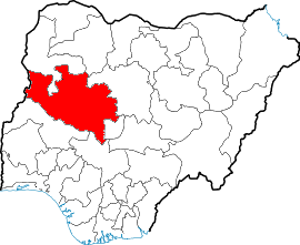 Niger State, highlighted in red, on the map of Nigeri